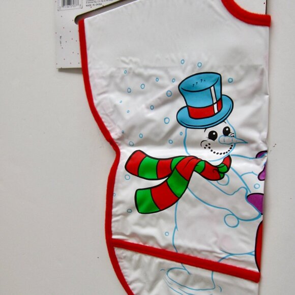 NEW Vintage 1993 Playskool Plastic Coverall Baby Bib Barney Dinosaur & Snowman - Picture 2 of 6